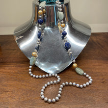 Load image into Gallery viewer, Januja necklace | Pearl | Lapis | Chalcedony

