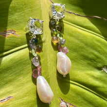 Load image into Gallery viewer, Maya Earrings | Crystal Quartz | Tourmaline | Pearl
