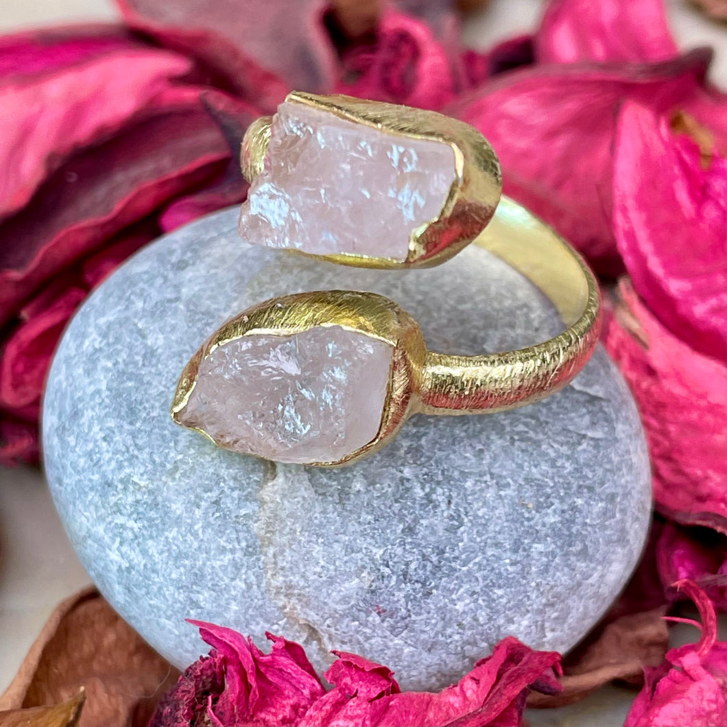 Anvi ring | Rose Quartz | 18k gold plated