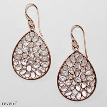 Load image into Gallery viewer, &#39;Marichi&#39; in Sanskrit means ray of light and features a contrasting array of white zircon stone (not to be confused with cubic zirconia) set in sterling silver with rose gold plating. The zircon stone is famous for its flashes of brilliance, high refraction and fire. The zircon stone, is also known as &quot;Matara&quot; named after the city in Sri Lanka where it is mined.
