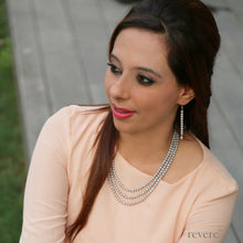 Load image into Gallery viewer, grey AAA grade cultured fresh water pearl necklace, 3 string, represents grace and elegance, for day wear, evening wear and special occasions
