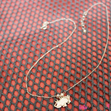 Load image into Gallery viewer, Sterling Silver Chain with two overlapping cute hippos on a sterling silver pendant embellished with small freshwater white pearls. The chain measures 14.5&quot; with an adjustable chain of 1&quot; to increase length to 15.5&quot;.
