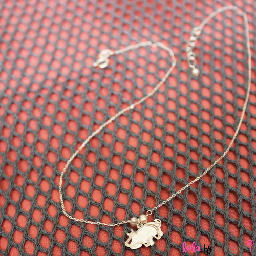 Sterling Silver Chain with two overlapping cute hippos on a sterling silver pendant embellished with small freshwater white pearls. The chain measures 14.5