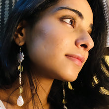 Load image into Gallery viewer, Vastika Earrings | Lemon Topaz | Pearl | 18k gold plated sterling silver
