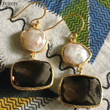 Load image into Gallery viewer, Zyama Earrings | Pearl | Topaz | Gold Plated | Sterling Silver
